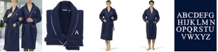 Linum Home Personalized 100% Turkish Cotton Waffle Terry Bath Robe - Navy
